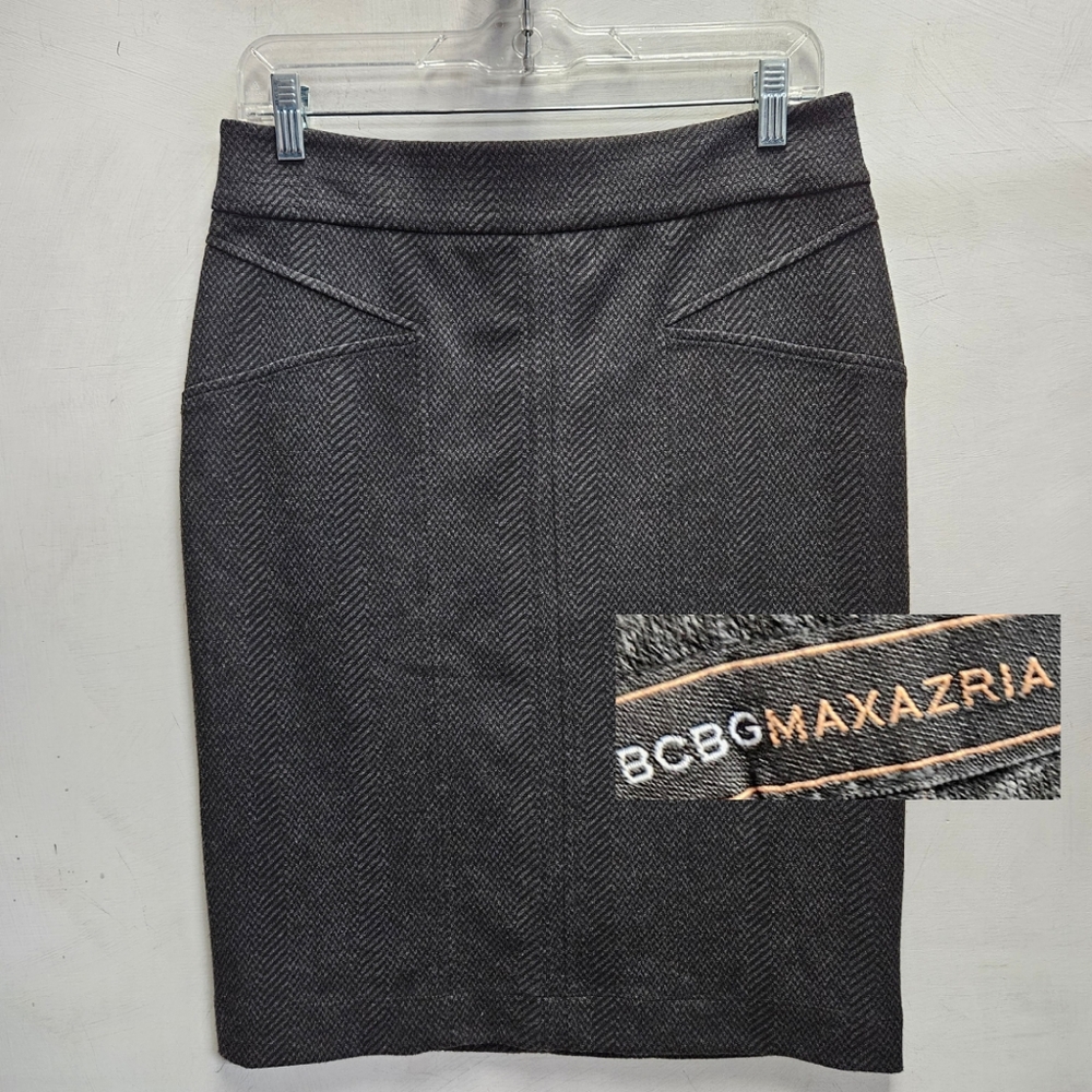 BCBGMAXAZRIA black/grey knee length pencil skirt cute office work preppy medium
